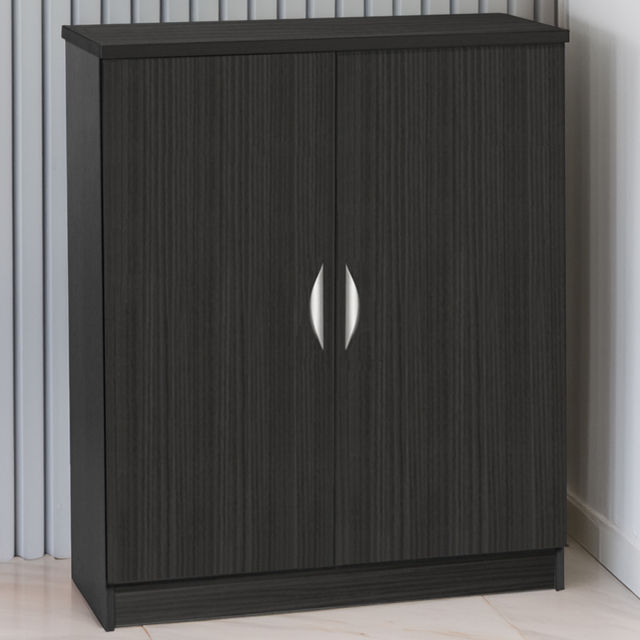 R White Cabinets 2 Door Mid Height Black Havana Cupboard - image 1