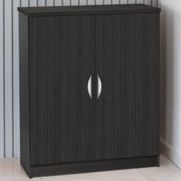 R White Cabinets 2 Door Mid Height Black Havana Cupboard