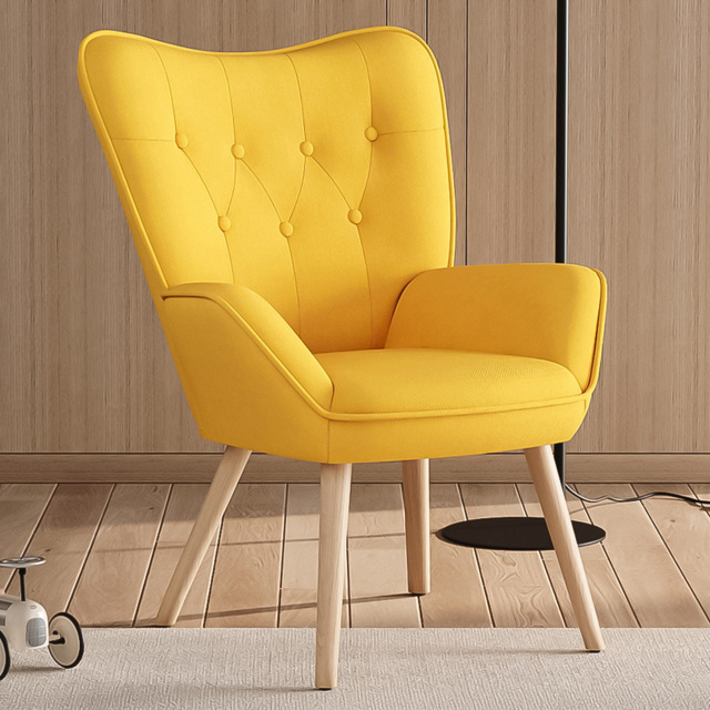 Living and Home Tufted Button Yellow Linen Armchair - image 1