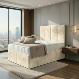 DS Living Harmony Cream Double Plush Velvet Ottoman Bed - thumbnail 4