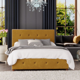 Laurence Llewelyn-Bowen Hesper Small Double Ochre Plush Velvet Ottoman Bed