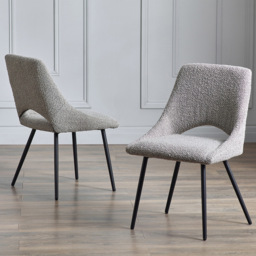 Julian Bowen Set of 2 Grey Iris Boucle Dining Chairs
