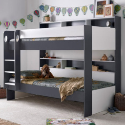 Oliver Grey and White Storage Bunk Bed with Orthopaedic Mattresses