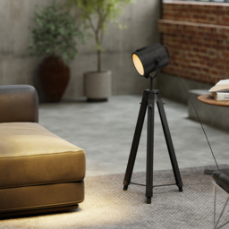 HOMCOM Black Height Adjustable Industrial Tripod Floor Spotlight - thumbnail 4