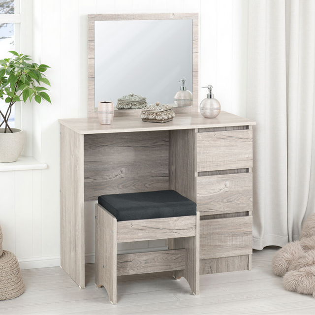 Seconique Malvern Urban Snow 3 Drawer Dressing Table and Stool Set - image 1