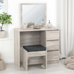 Seconique Malvern Urban Snow 3 Drawer Dressing Table and Stool Set
