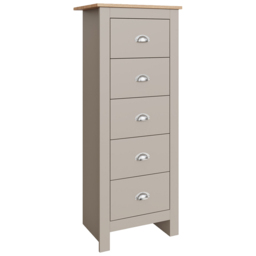 GFW Lancaster Grey 5 Drawer Tall Boy Chest of Drawers - thumbnail 2