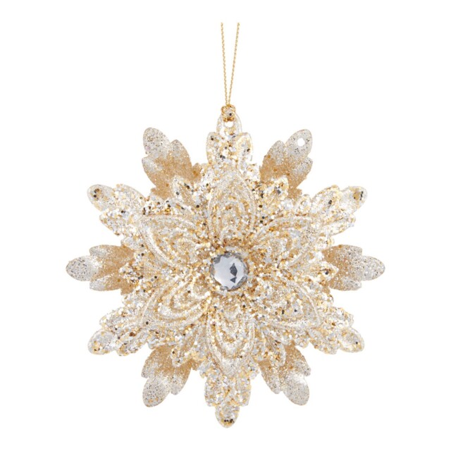 Single Blushing Ballroom Glitter Christmas Snowflake Hanging Decoration in Assorted styles - image 1