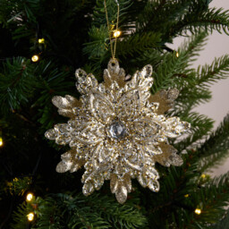 Single Blushing Ballroom Glitter Christmas Snowflake Hanging Decoration in Assorted styles - thumbnail 2