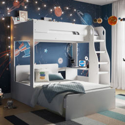Flair Cosmic White Wooden L Shaped Bunk Bed