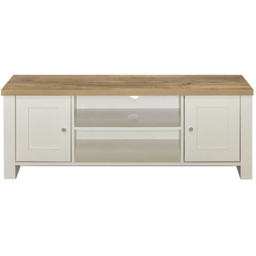 Highgate 2 Door 2 Shelf Cream and Oak Large TV Unit - thumbnail 3