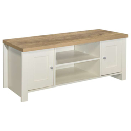 Highgate 2 Door 2 Shelf Cream and Oak Large TV Unit - thumbnail 2