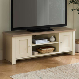 Highgate 2 Door 2 Shelf Cream and Oak Large TV Unit