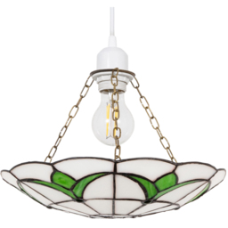 Happy Homewares Stained Glass Tiffany Ceiling Pendant Shade with Emerald Green Leaves - thumbnail 1