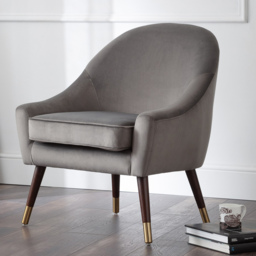 Julian Bowen Elliot Grey Velvet Accent Chair