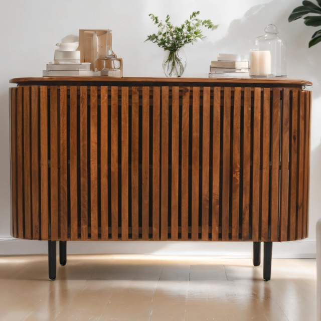 Brooklyn Slatted 2 Door Mango Wood Large Sideboard - image 1