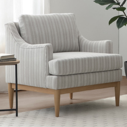 Brody Natural Strip Chenille Padded Back Armchair