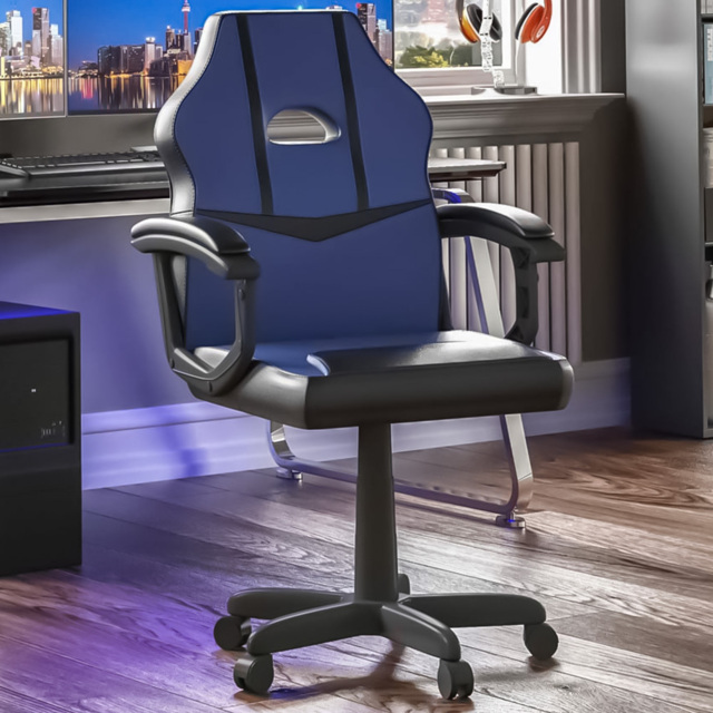 Vida Designs Comet Blue and Black Swivel Office Chair - image 1