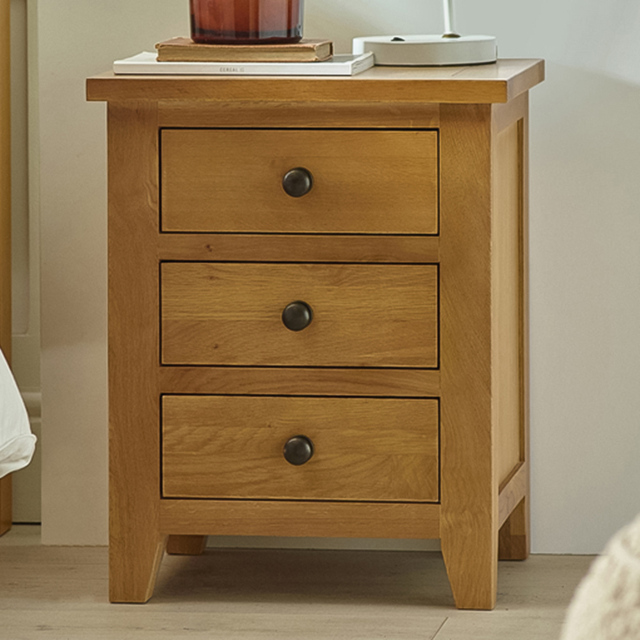 Julian Bowen Marlborough 3 Drawer White Oak Bedside Table - image 1