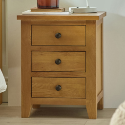 Julian Bowen Marlborough 3 Drawer White Oak Bedside Table - thumbnail 1