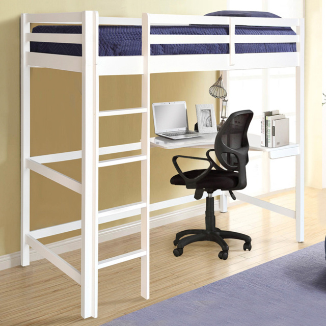 Comfy Living Single White High Sleeper with Corner Desk - image 1