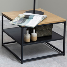Florence Gila Single Shelf Oak and Black Square Coffee Table