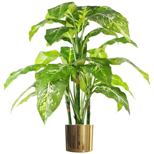 Leaf Artificial Aglaonema Tree in Gold Planter 100cm - image 1