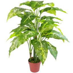 Leaf Artificial Aglaonema Tree in Gold Planter 100cm - thumbnail 2