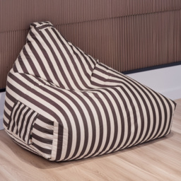 Kaikoo Grey and Cream Cord Sumo Tripod Bean Bag