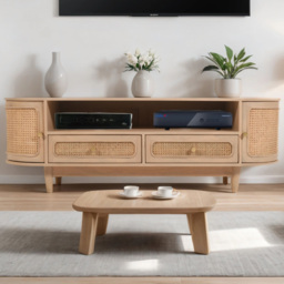 Brooklyn Valencia 2 Door 2 Drawer Cane and Mango Wood TV Cabinet