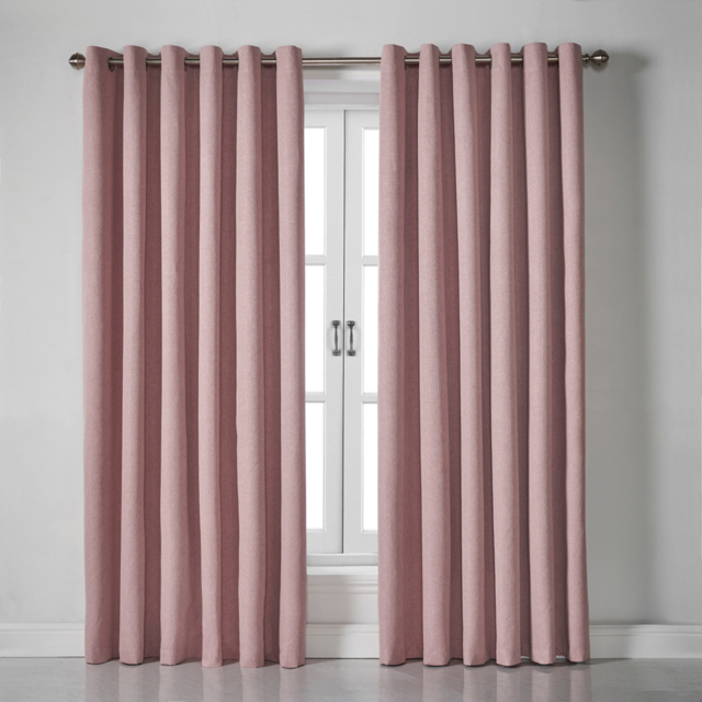 Alan Symonds Linen Look Blackout Ring Top Eyelet Curtains Blush 161 x 137cm - image 1