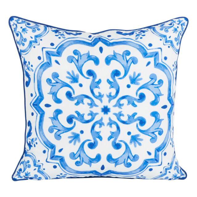 Amalfi Blue Tile Reversible Cushion 50 x 50cm - image 1