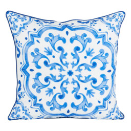 Amalfi Blue Tile Reversible Cushion 50 x 50cm - thumbnail 1