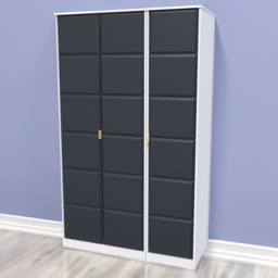 Crowndale Cube 3 Door Matt Indigo and White Wardrobe Ready Assembled