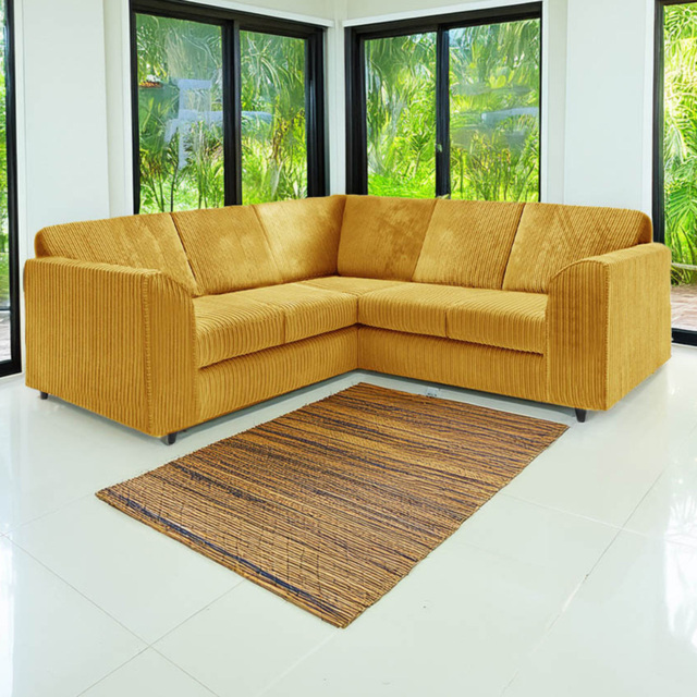 Luxor 5 Seater Mustard Jumbo Cord L Shaped Corner Sofa with Full Back - image 1