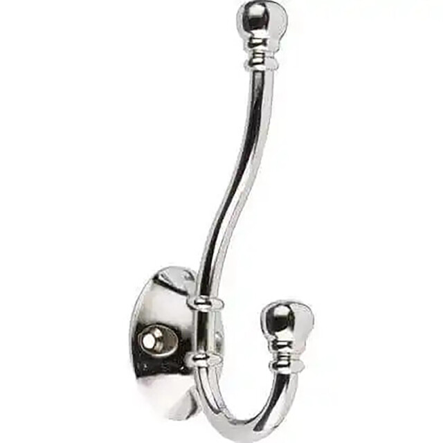 Ball End Double Hat and Coat Hook - Polished Chrome