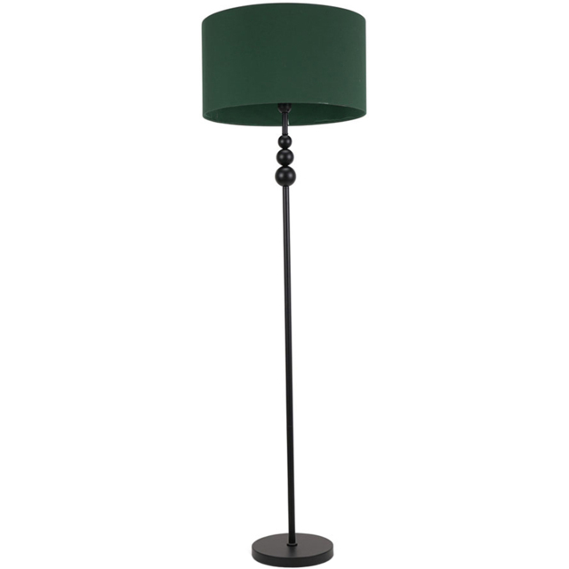 ValueLights Marissa Forest Green Shade Black Ball LED Floor Lamp - image 1