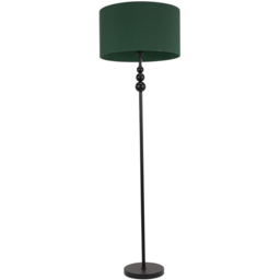 ValueLights Marissa Forest Green Shade Black Ball LED Floor Lamp
