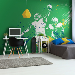 Origin Murals American Footballers Paint Splash Green Wall Mural