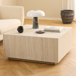 Florence Dice Square Light Travertine Effect Coffee Table