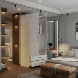 M N Furniture Glossera 2 Door 2 Drawer White High Gloss Mirrored Wardrobe 80cm - thumbnail 3