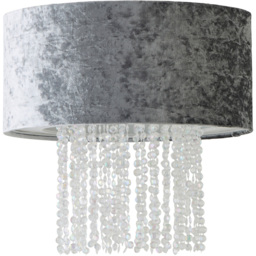 ValueLights Boland Silver Grey Velvet Clear Droplets Pendant Shade