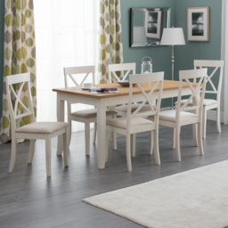 Julian Bowen Davenport 6 Seater Dining Set Oak and Ivory