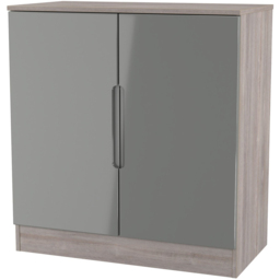 Crowndale Milan Grey Gloss and Grey Oak 2 Door Cabinet Ready Assembled - thumbnail 2