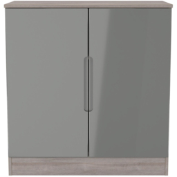 Crowndale Milan Grey Gloss and Grey Oak 2 Door Cabinet Ready Assembled - thumbnail 3