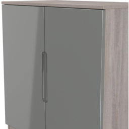Crowndale Milan Grey Gloss and Grey Oak 2 Door Cabinet Ready Assembled - thumbnail 4
