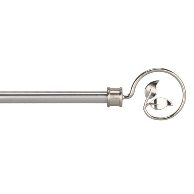Leaf Silver Finish Extendable Curtain Pole 120-210cm