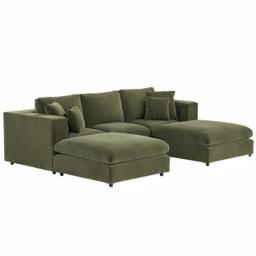 SOLACE+CO Asher Khaki Green Velvet Footstool - thumbnail 4