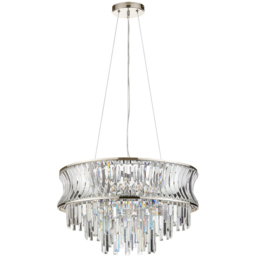 Merano Vittoria Crystal and Clear Glass Bright Nickel Plate Pendant Ceiling Light