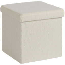 Home Source Cream Teddy Fur Square Folding Storage Ottoman - thumbnail 2